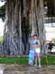 Here's Soo in front of a humongous Chinese banyan tree on the beach.