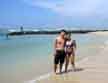 Our first full day in Honolulu.  Here we are at Waikiki beach, where we both got sunburned.  =P